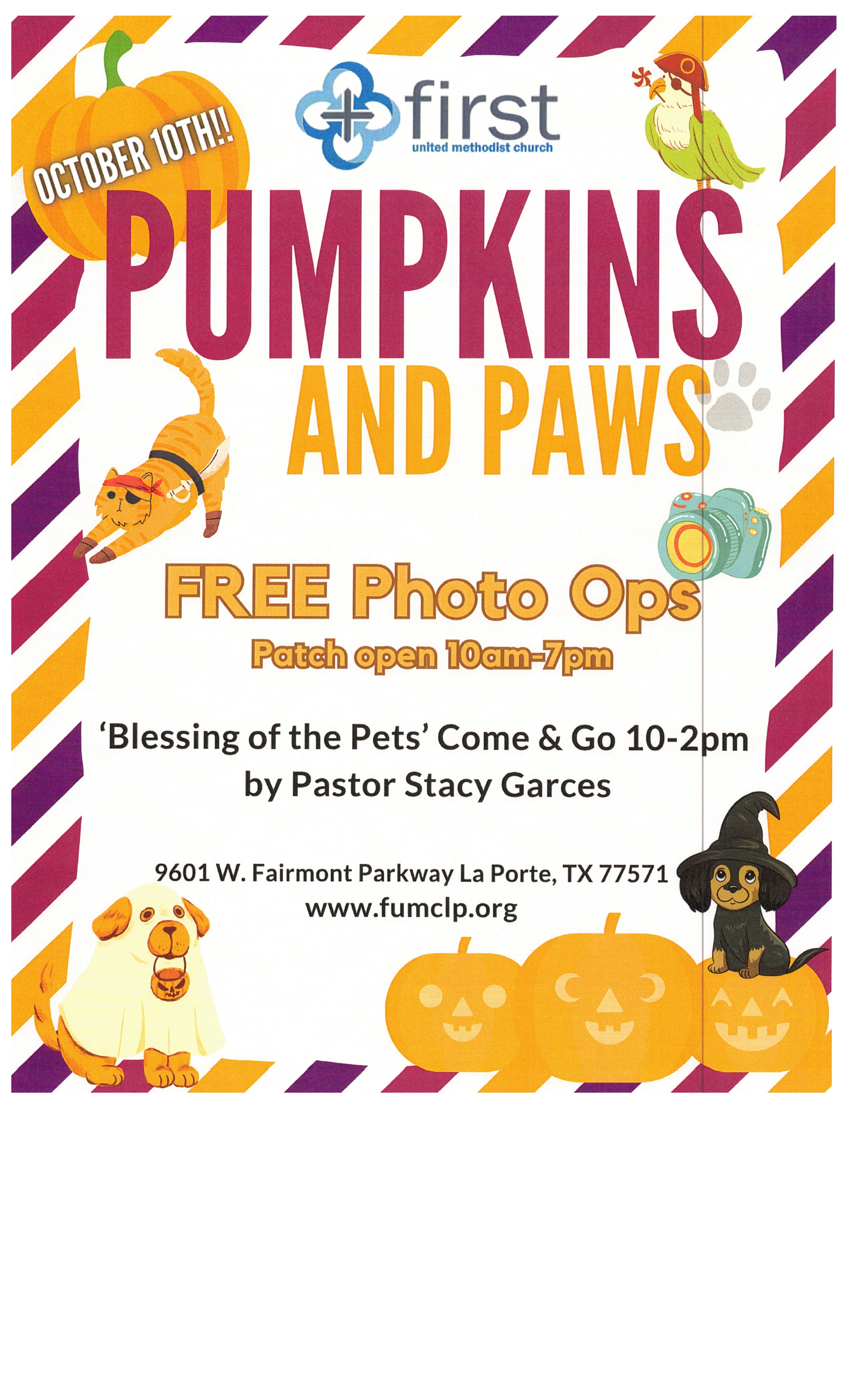 Pumpkins and Paws Blessing of the Pets flyer